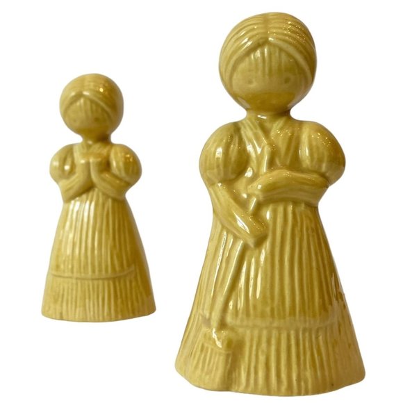VTG ROB ROY Ceramic Yellow CORNHUSK DOLLS/Girls SALT & PEPPER Shaker Set/DECOR - Picture 2 of 12